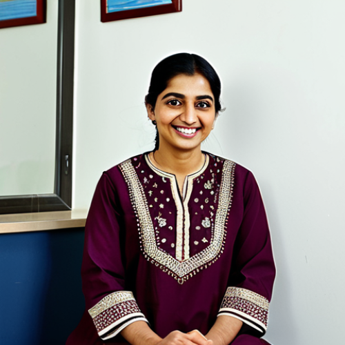 Home 9 **
"A Pakistani woman in her late 30s, wearing a modest shalwar kameez with intricate embroidery, sitting in a doctor's office. The office is clean and modern, with medical posters on the wall in Urdu. She is smiling slightly, looking hopeful. 'Safe for work', 'appropriate content', 'fully clothed', 'modest', 'professional', 'perfect anatomy', 'correct proportions', 'natural pose', 'well-formed hands', 'proper finger count', 'natural body proportions', 'high quality'."
**