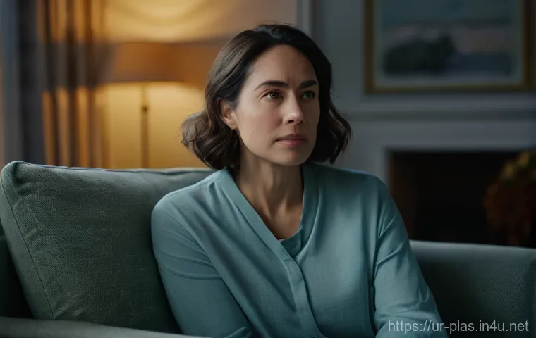 성형외과 부작용 사례 - **Prompt:** "A young woman in her late 20s stands before a vintage wooden vanity mirror in a softly ...