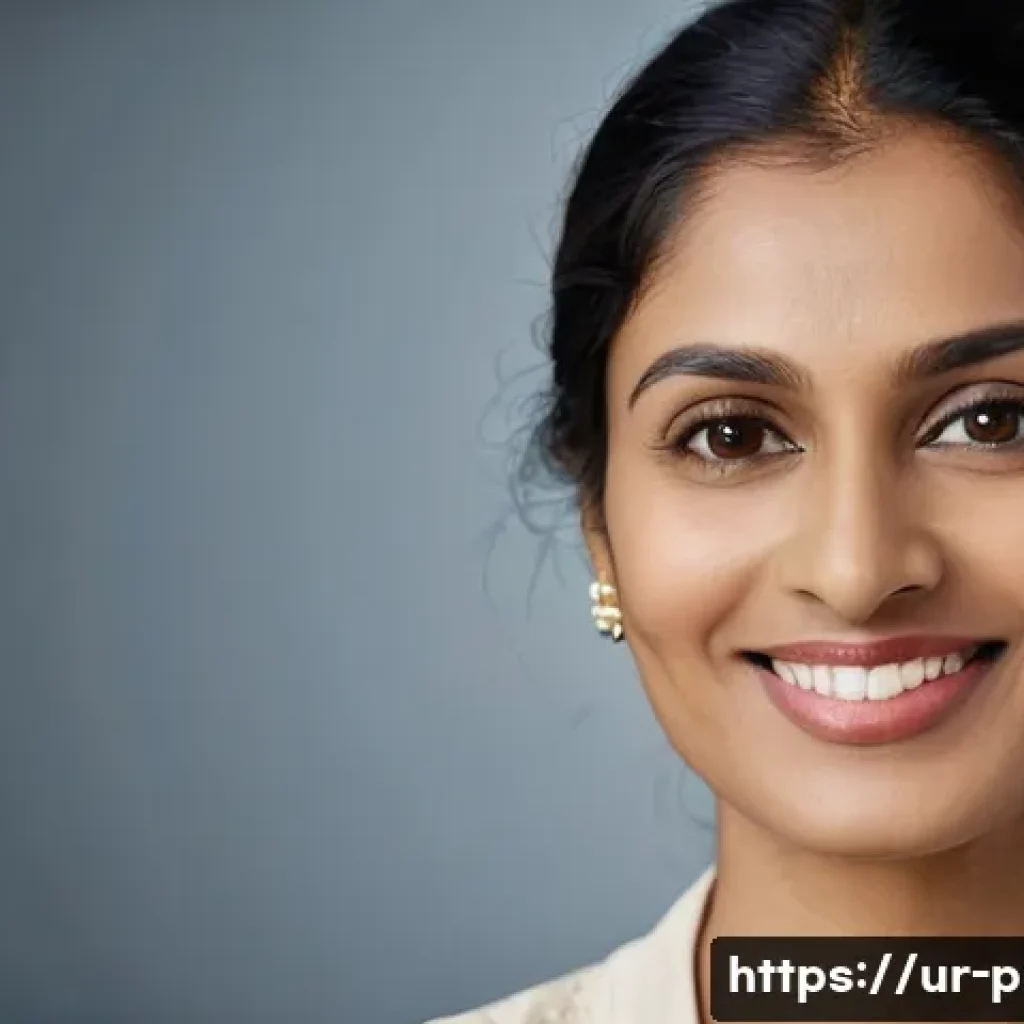 광대 축소술 후기 - A detailed, realistic portrait of a confident South Asian woman in her mid-30s, showcasing balanced ...