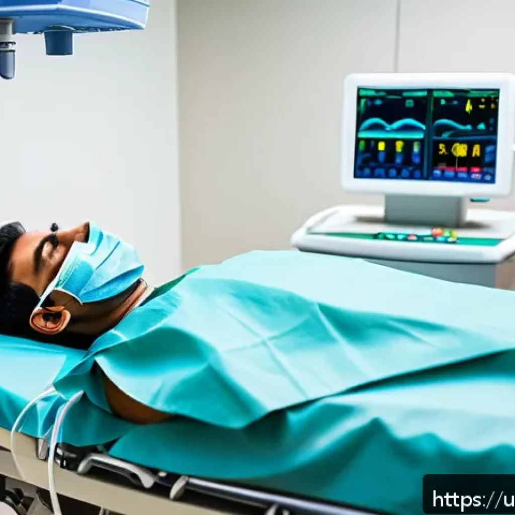 마취 방법 비교 - A modern hospital operating room scene showing a diverse South Asian male patient lying on the surgi...